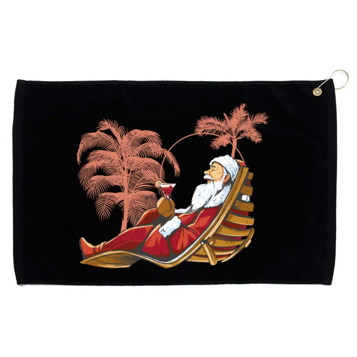 Santa Claus Beach Cocktail Christmas Grommeted Golf Towel