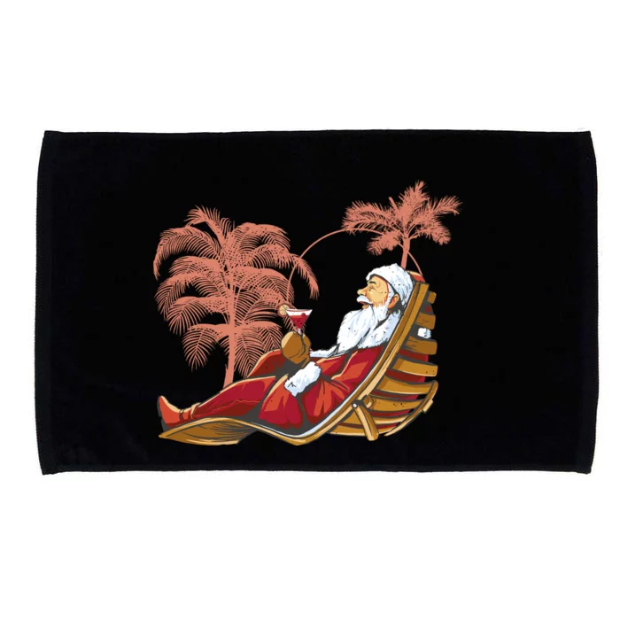 Santa Claus Beach Cocktail Christmas Microfiber Hand Towel