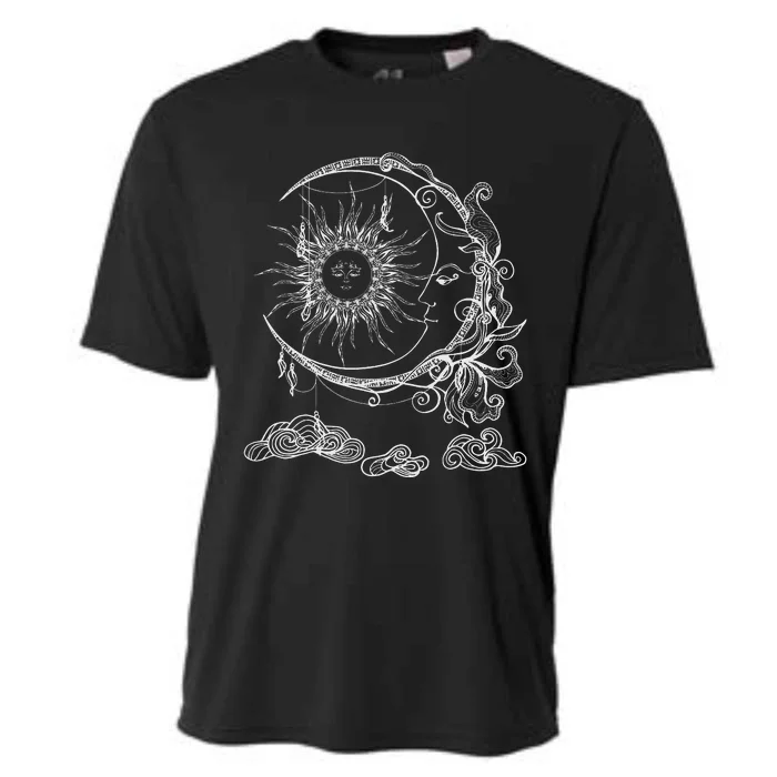 Space Celestial Bodies Sun Moon Boho Luna Solar Astronomy Cooling Performance Crew T-Shirt