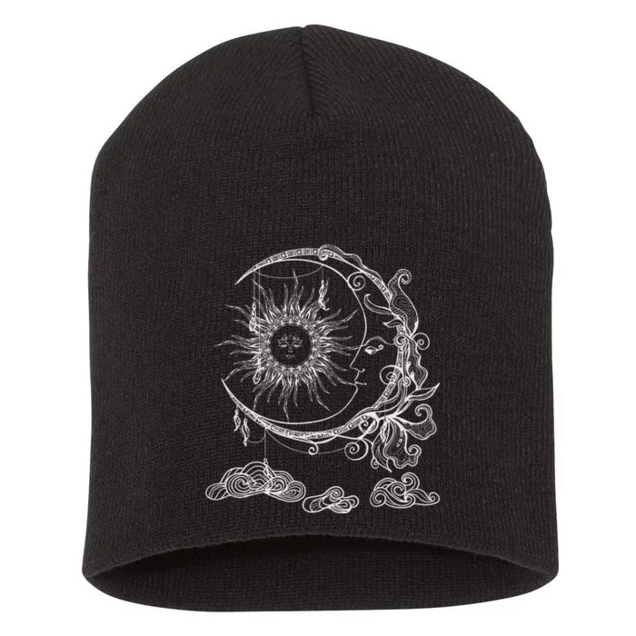 Space Celestial Bodies Sun Moon Boho Luna Solar Astronomy Short Acrylic Beanie