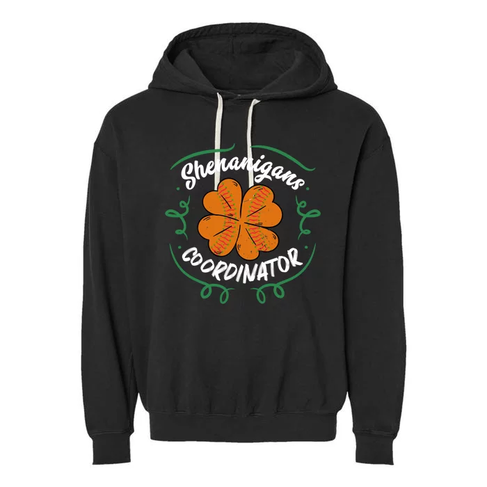 Shenanigans Coordinator Basketball Shamrock St Patricks Day Gift Garment-Dyed Fleece Hoodie