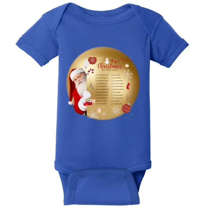 SantaS Christmas Bucket List Ornat Meaningful Gift Baby Bodysuit