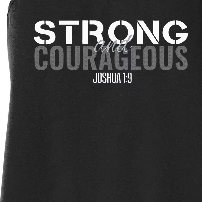 Strong & Courageous Bible Verse Christian Women's Racerback Tank