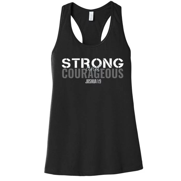 Strong & Courageous Bible Verse Christian Women's Racerback Tank