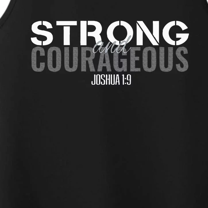 Strong & Courageous Bible Verse Christian Performance Tank