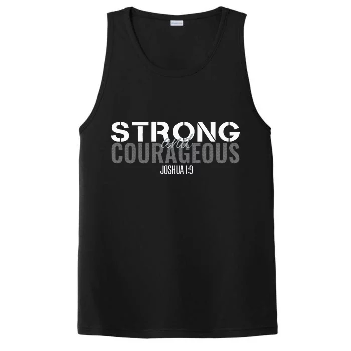 Strong & Courageous Bible Verse Christian Performance Tank