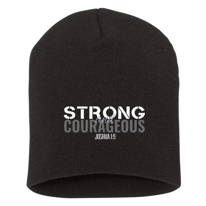 Strong & Courageous Bible Verse Christian Short Acrylic Beanie