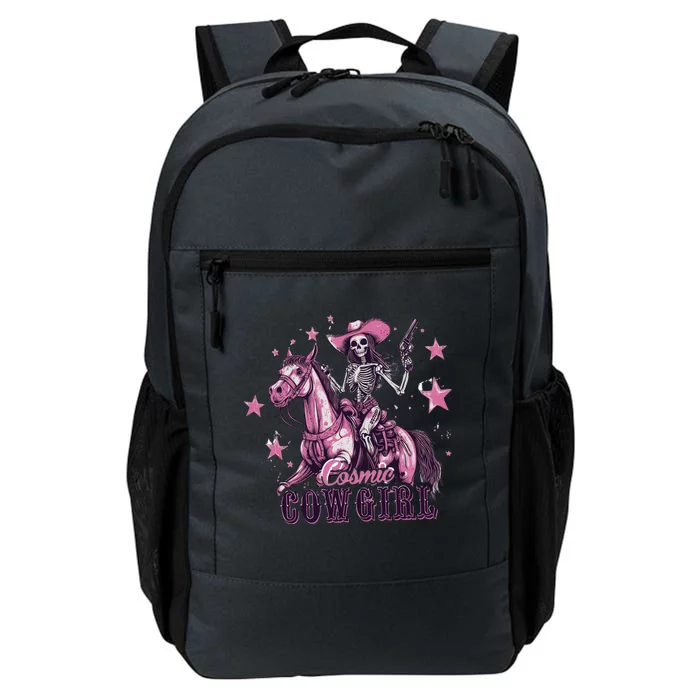 Skeleton Cosmic Cowgirl Funny Halloween Spooky Vibes Daily Commute Backpack