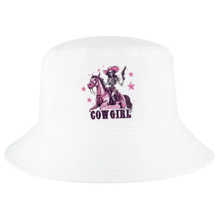 Skeleton Cosmic Cowgirl Funny Halloween Spooky Vibes Cool Comfort Performance Bucket Hat