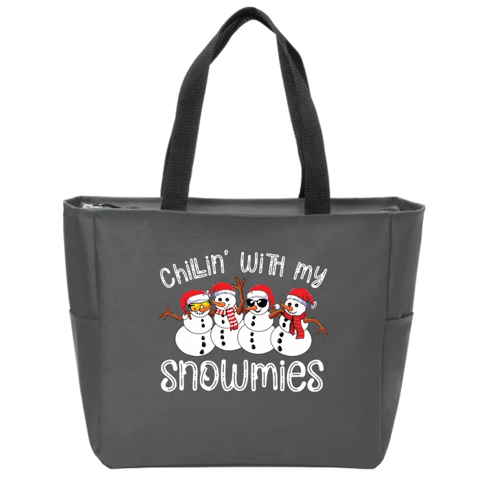 Snowman Christmas Chillin With My Snowmies Ugly Gift Zip Tote Bag