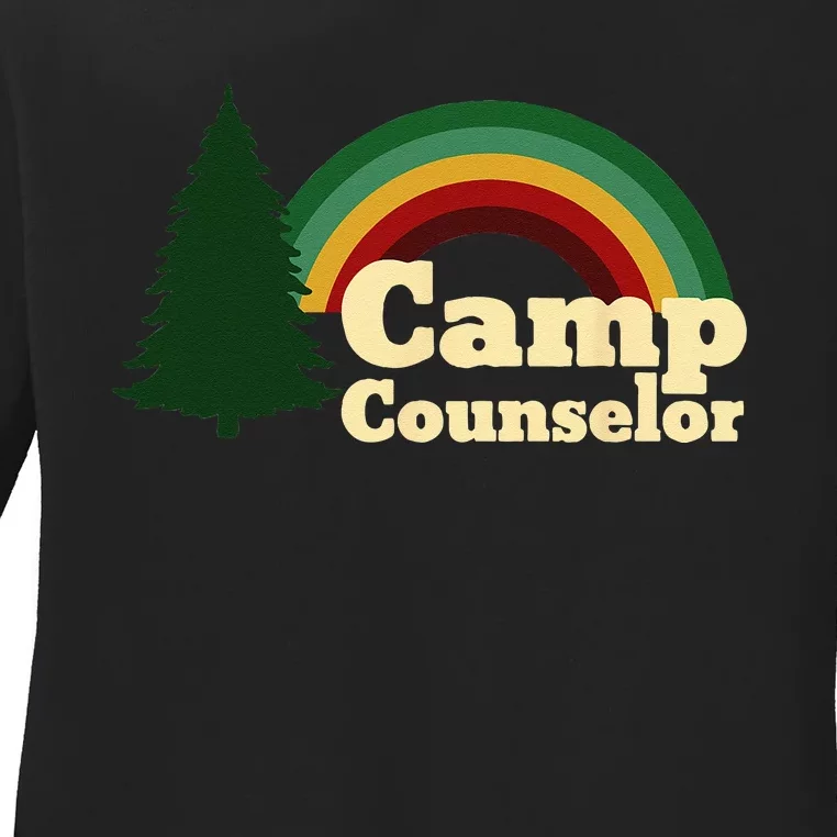 Summer Camp Counselor Staff Rainbow Pine Tree Men Women Ladies Long Sleeve Shirt