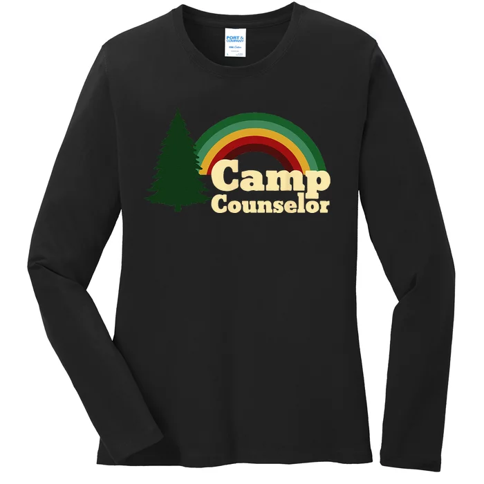 Summer Camp Counselor Staff Rainbow Pine Tree Men Women Ladies Long Sleeve Shirt