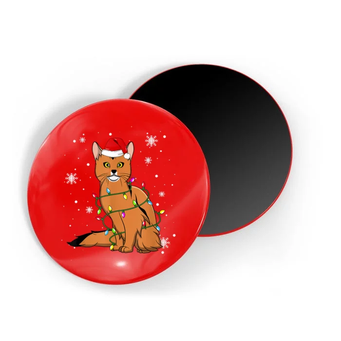 Somali Cat Christmas Lights Christmas Cat Santa Hat Magnet