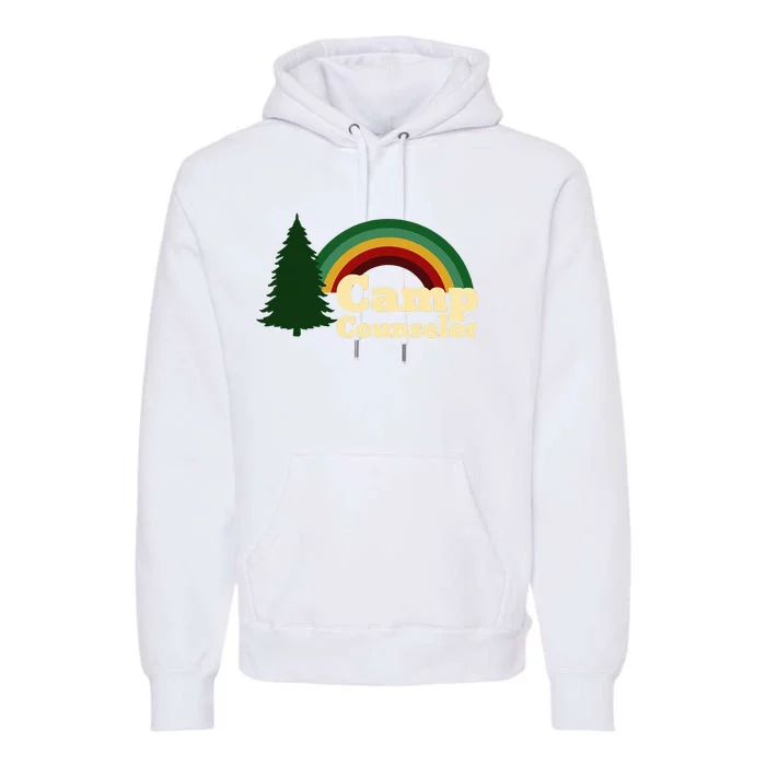 Summer Camp Counselor Staff Rainbow Pine Tree Premium Hoodie