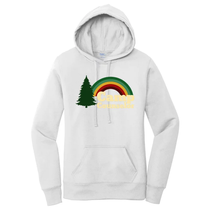 Summer Camp Counselor Staff Rainbow Pine Tree Women's Pullover Hoodie