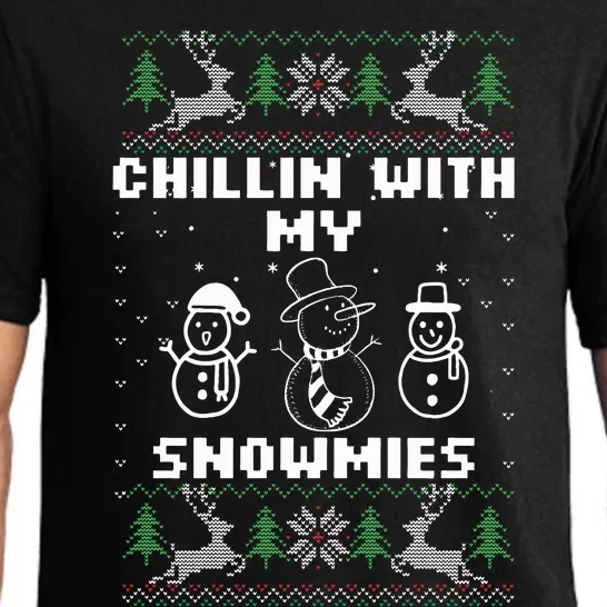 Snowman Christmas Chillin With My Snowmies Ugly Gift Family Pajama Set