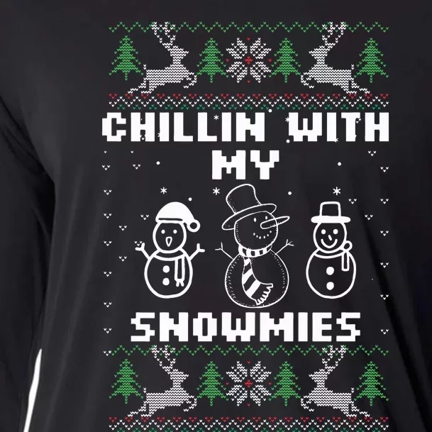 Snowman Christmas Chillin With My Snowmies Ugly Gift Family Cooling Performance Long Sleeve Crew