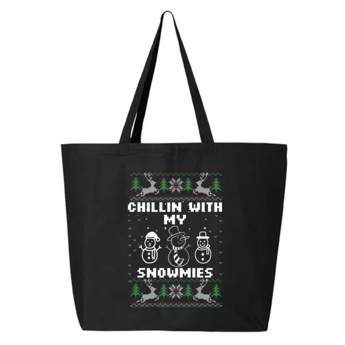 Snowman Christmas Chillin With My Snowmies Ugly Gift Family 25L Jumbo Tote