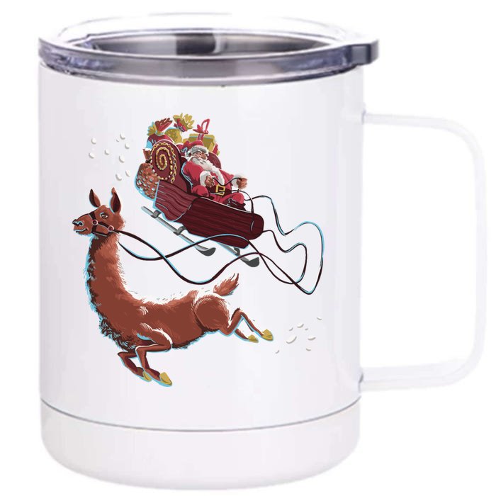 Santa Claus Comes To The City Llama Funny Gift Funny Gift Front & Back 12oz Stainless Steel Tumbler Cup