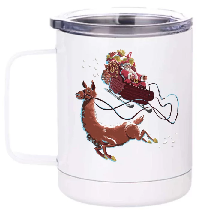 Santa Claus Comes To The City Llama Funny Gift Funny Gift Front & Back 12oz Stainless Steel Tumbler Cup