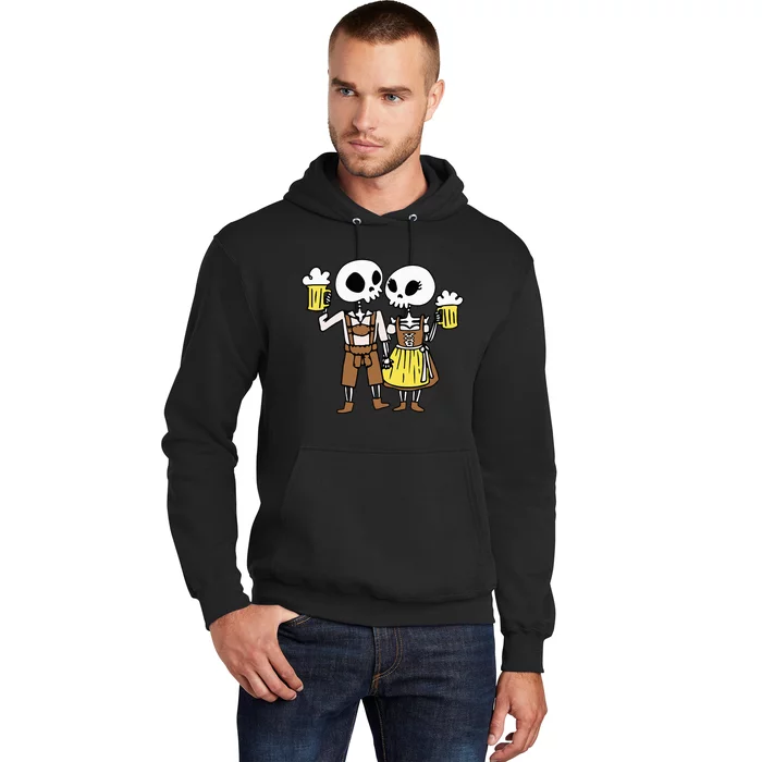 Skeleton Couple Cheering Beer Oktoberfest Halloween Hoodie