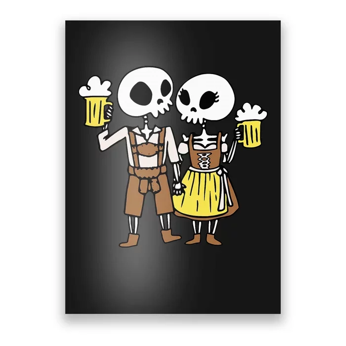 Skeleton Couple Cheering Beer Oktoberfest Halloween Poster