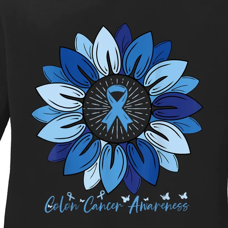 Sunflower Colon Cancer Awareness Month Ladies Long Sleeve Shirt