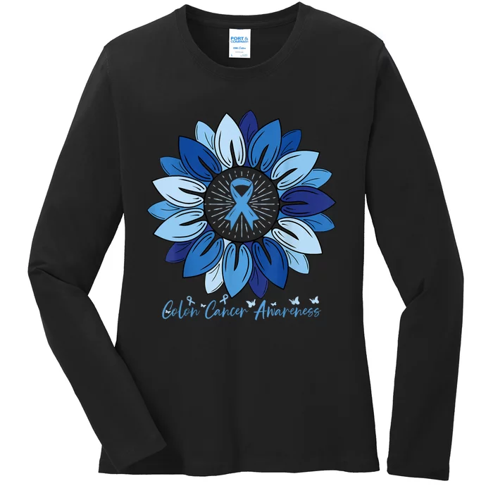 Sunflower Colon Cancer Awareness Month Ladies Long Sleeve Shirt