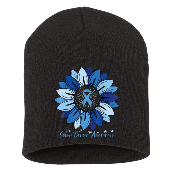 Sunflower Colon Cancer Awareness Month Short Acrylic Beanie