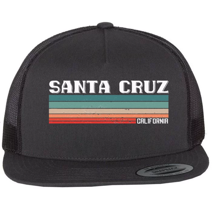 Santa Cruz California Retro Vintage Flat Bill Trucker Hat