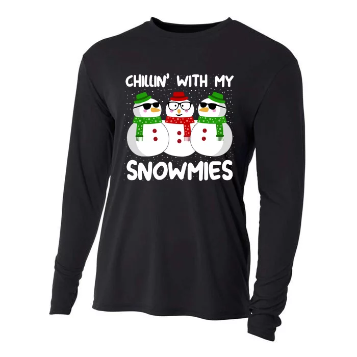 Snowman Christmas Chillin With My Snowmies Ugly Gift Cooling Performance Long Sleeve Crew