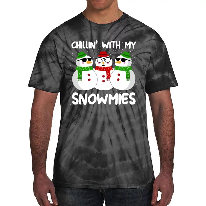 Snowman Christmas Chillin With My Snowmies Ugly Gift Tie-Dye T-Shirt