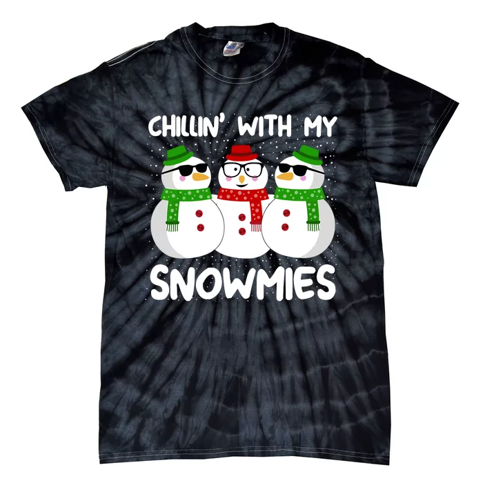 Snowman Christmas Chillin With My Snowmies Ugly Gift Tie-Dye T-Shirt