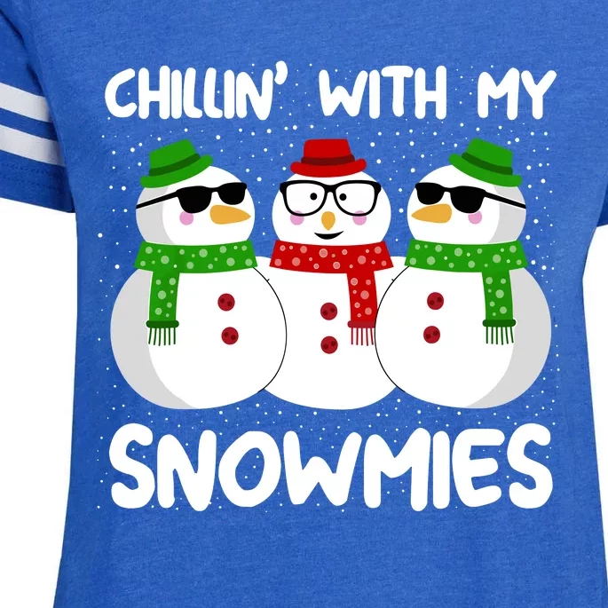 Snowman Christmas Chillin With My Snowmies Ugly Gift Enza Ladies Jersey Football T-Shirt