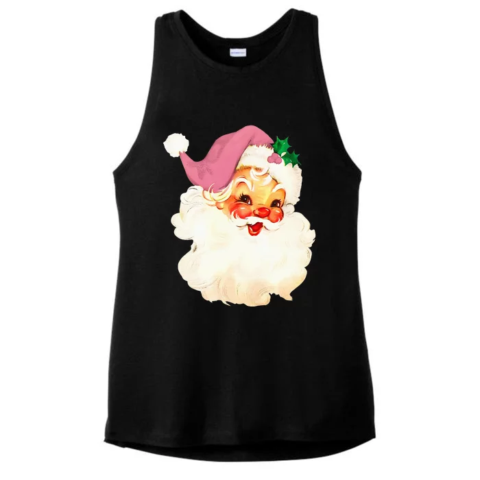 Santa Claus Christmas Design Ladies Tri-Blend Wicking Tank