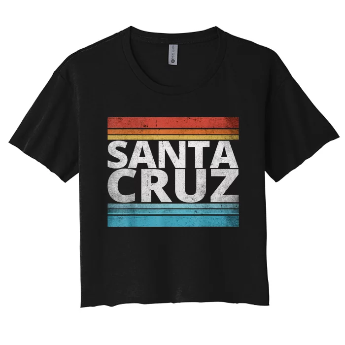 SANTA CRUZ CALIFORNIA SKATEBOARDING SURFING BEACH BOARDWALK Women's Crop Top Tee