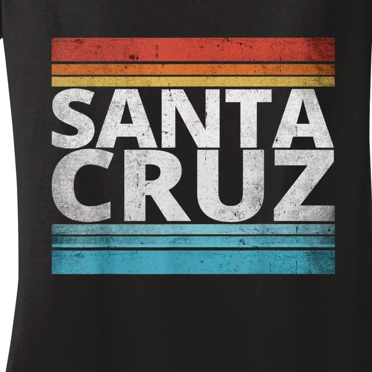 SANTA CRUZ CALIFORNIA SKATEBOARDING SURFING BEACH BOARDWALK Women's V-Neck T-Shirt