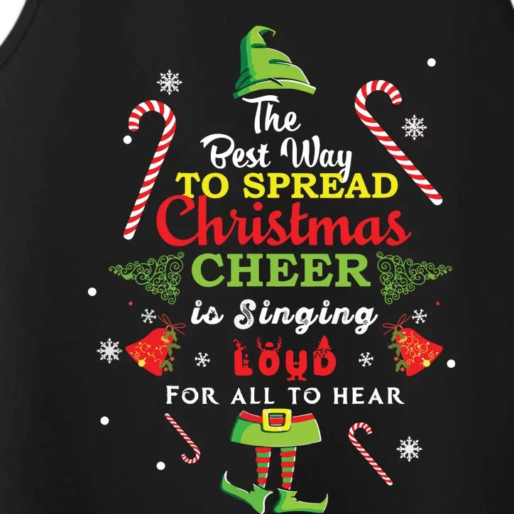 Spread Christmas Cheer Is Singing Loud Shirts Xmas Elf Pajama Performance Tank