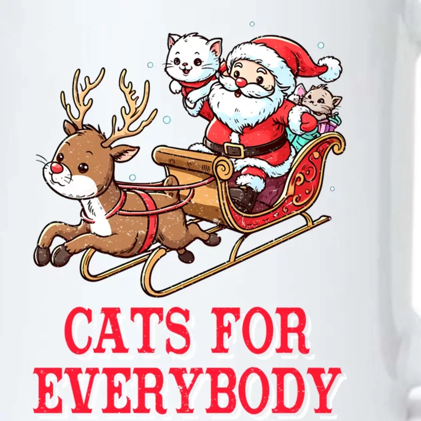 Santa Christmas Cats For Everybody Reindeer Cart Xmas Pajama Gift Black Color Changing Mug