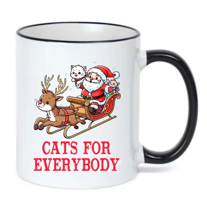 Santa Christmas Cats For Everybody Reindeer Cart Xmas Pajama Gift Black Color Changing Mug