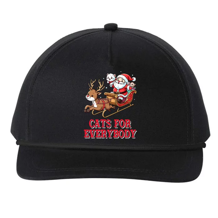 Santa Christmas Cats For Everybody Reindeer Cart Xmas Pajama Gift Snapback Five-Panel Rope Hat