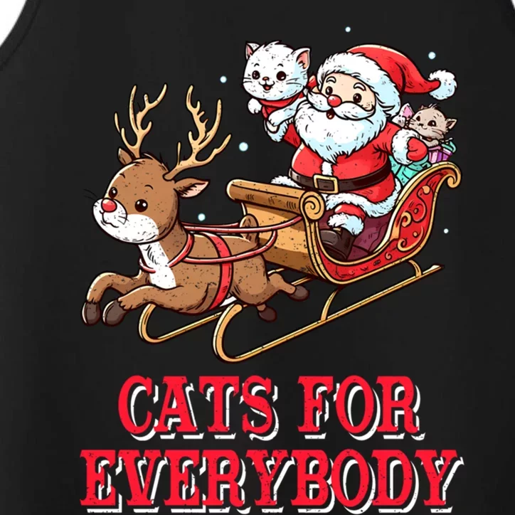 Santa Christmas Cats For Everybody Reindeer Cart Xmas Pajama Gift Performance Tank