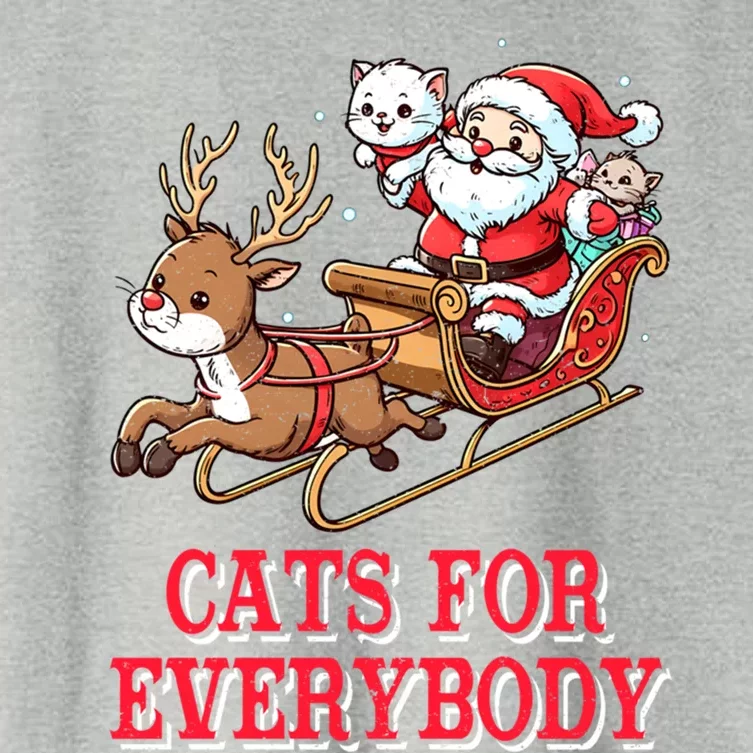 Santa Christmas Cats For Everybody Reindeer Cart Xmas Pajama Gift Women's Crop Top Tee