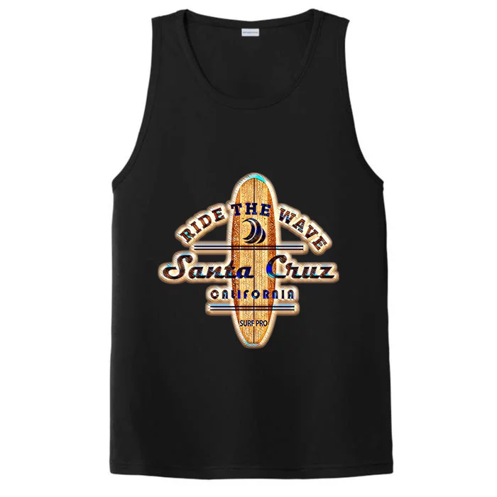 Santa Cruz Ca Vintage Surfers Gift Performance Tank