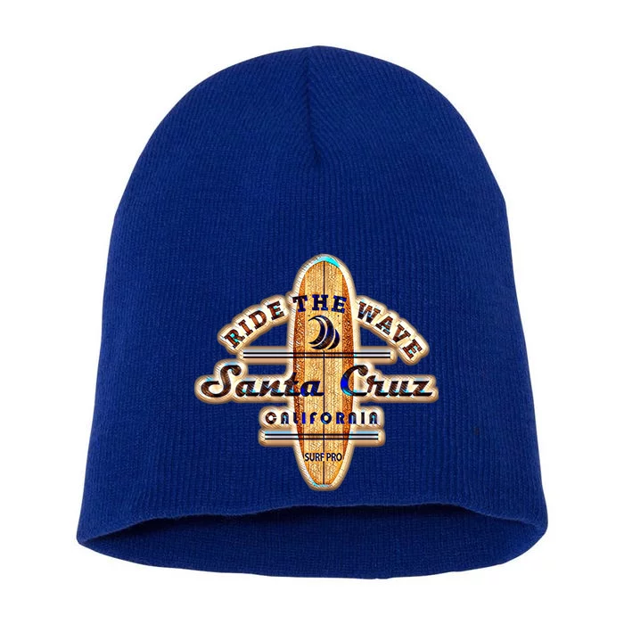 Santa Cruz Ca Vintage Surfers Gift Short Acrylic Beanie