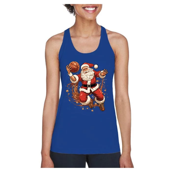 Santa Claus Christmas Basketball Xmas Meaningful Gift Women's Racerback Tank