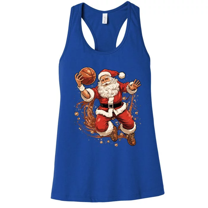 Santa Claus Christmas Basketball Xmas Meaningful Gift Women's Racerback Tank