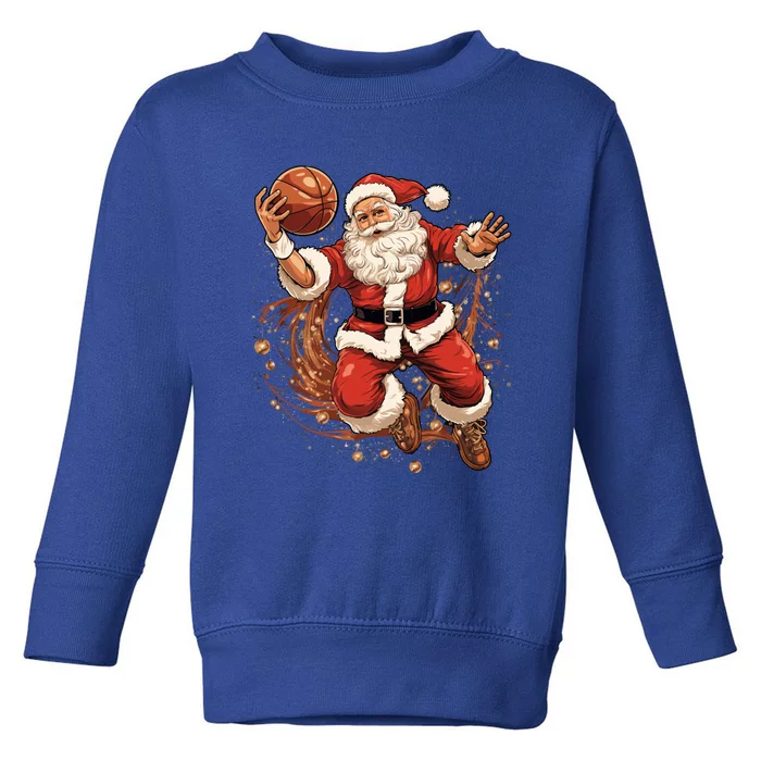 Santa Claus Christmas Basketball Xmas Meaningful Gift Toddler Sweatshirt