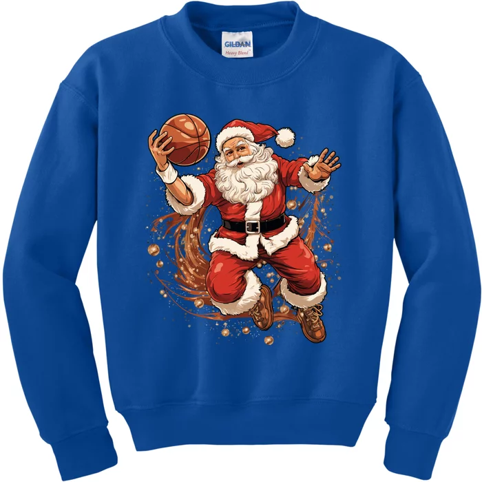 Santa Claus Christmas Basketball Xmas Meaningful Gift Kids Sweatshirt