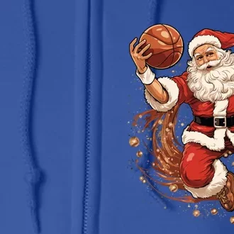 Santa Claus Christmas Basketball Xmas Meaningful Gift Full Zip Hoodie